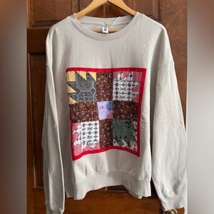 Vintage upcycled one of a kind sweatshirt with quilted front